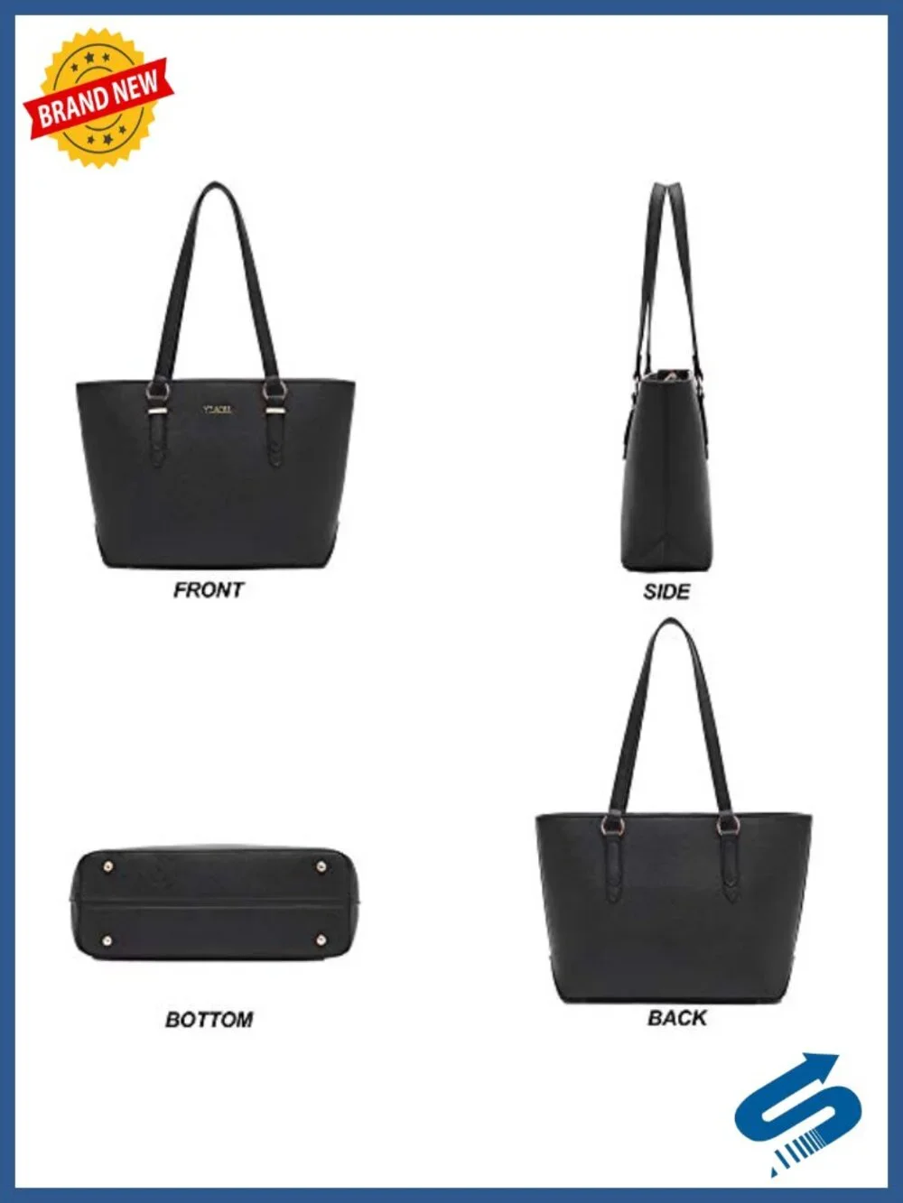 Faux Leather Large Tote Satchel Handbag with Wallet Set